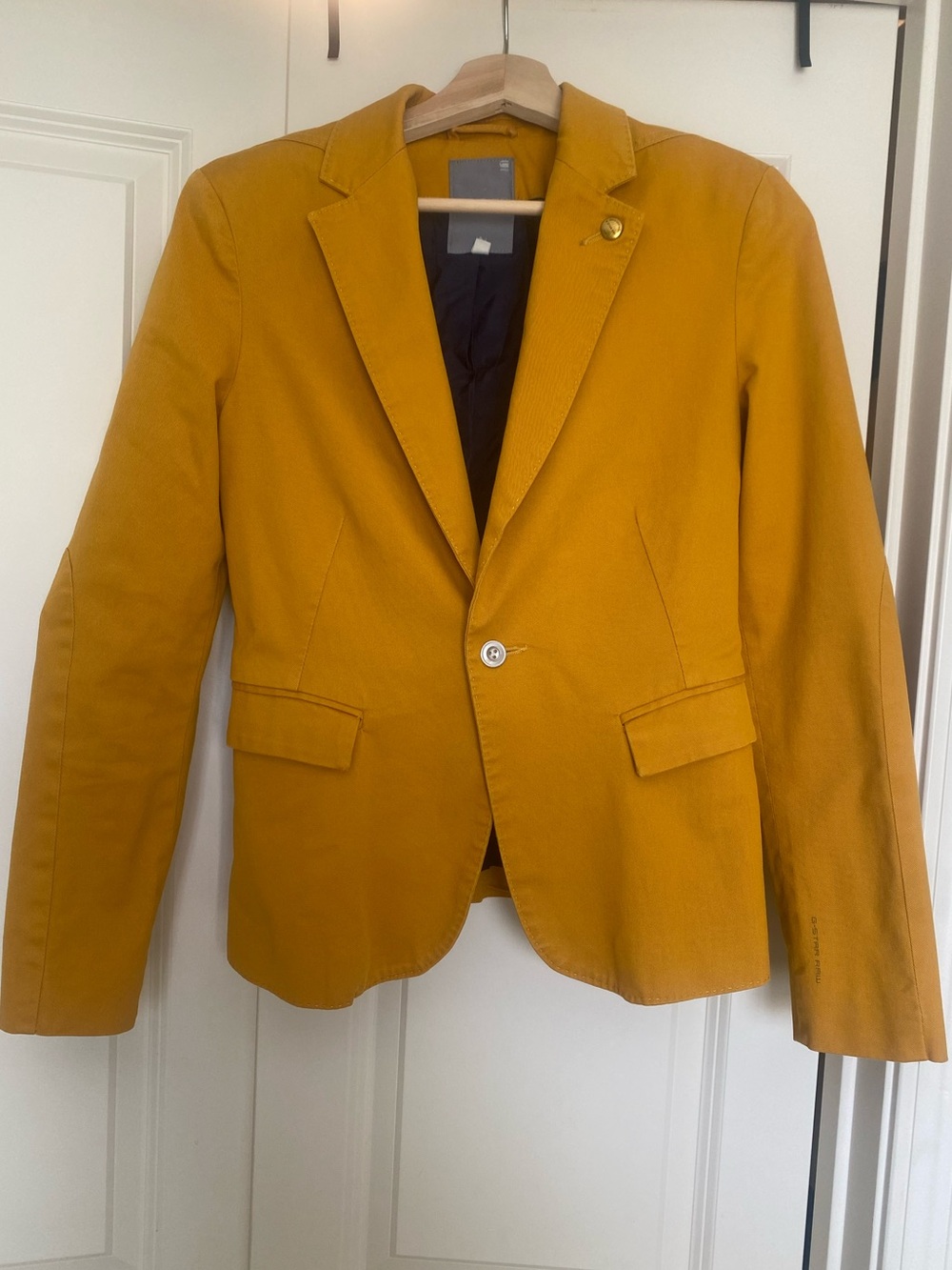 G-Star Women's Mustard Yellow Single-Button Blazer - Size medium